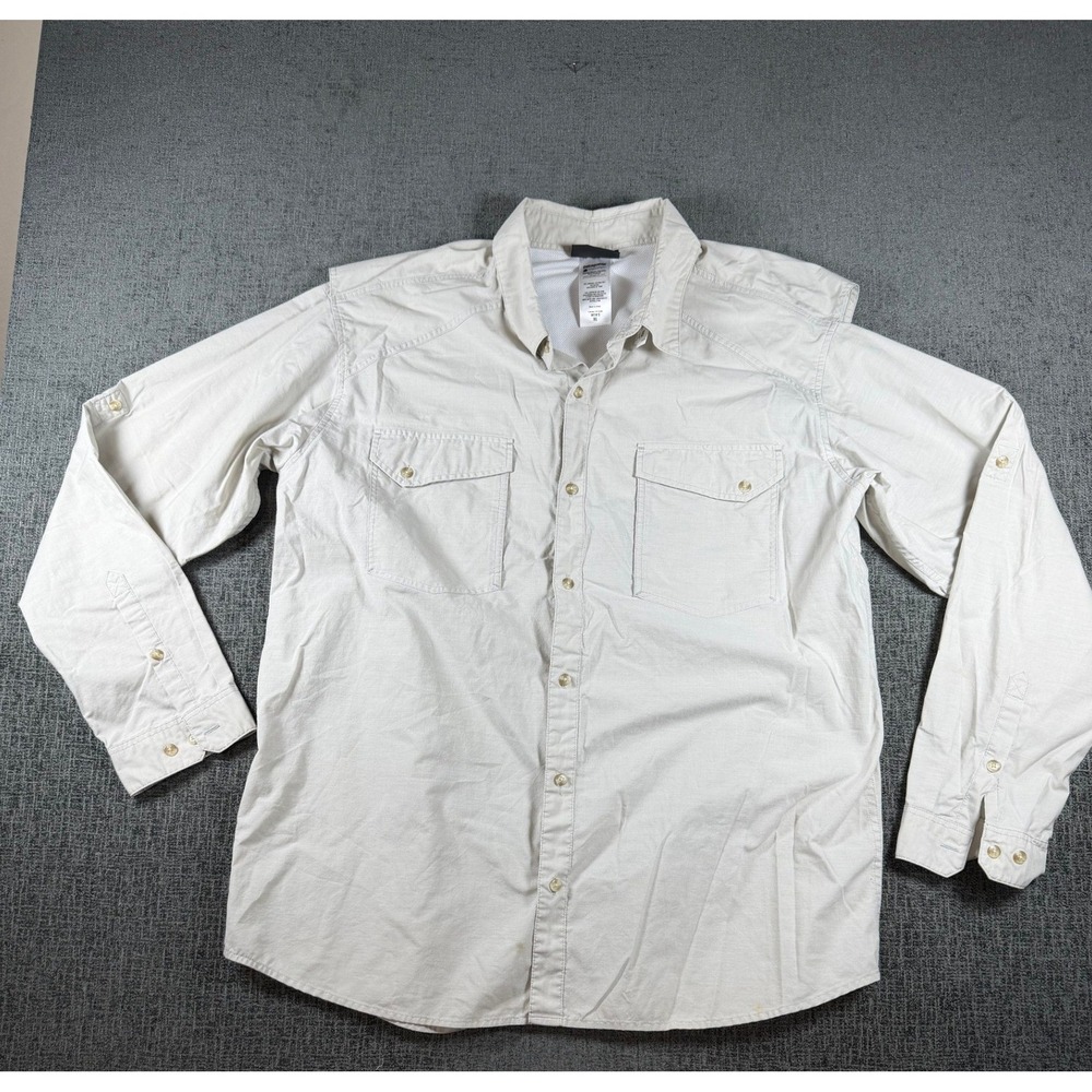 Patagonia Mens XL Tan Organic Cotton Blend Ventilated Fishing Hiking Shirt